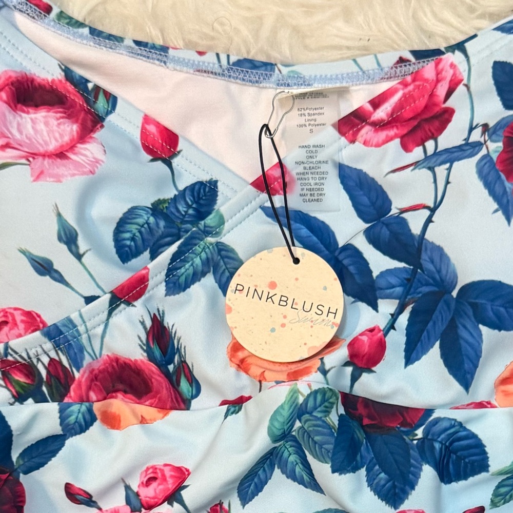 Pinkblush floral off the shoulder maternity one piece ruched swimsuit - Picture 6 of 7